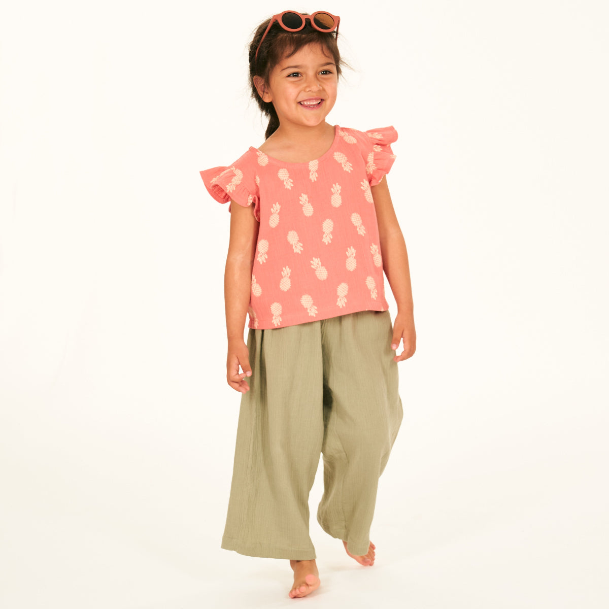 Pantaloni in Mussola Cotone Biologico - Oliva