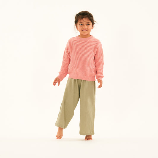 Pantaloni in Mussola Cotone Biologico - Oliva