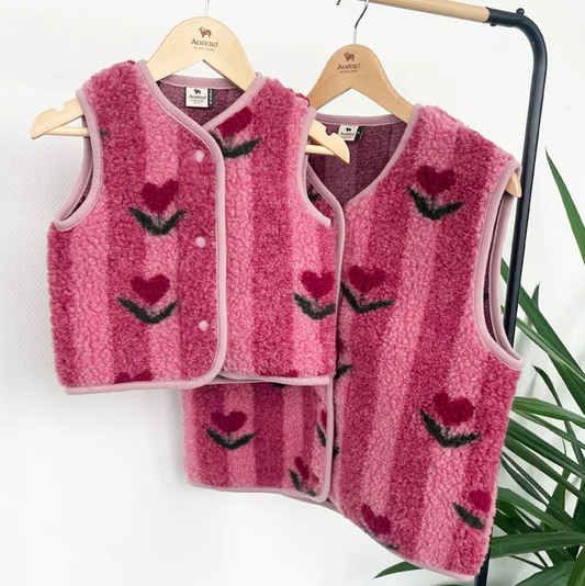 Gilet in Lana Merino Junior/Adulto - Cherry
