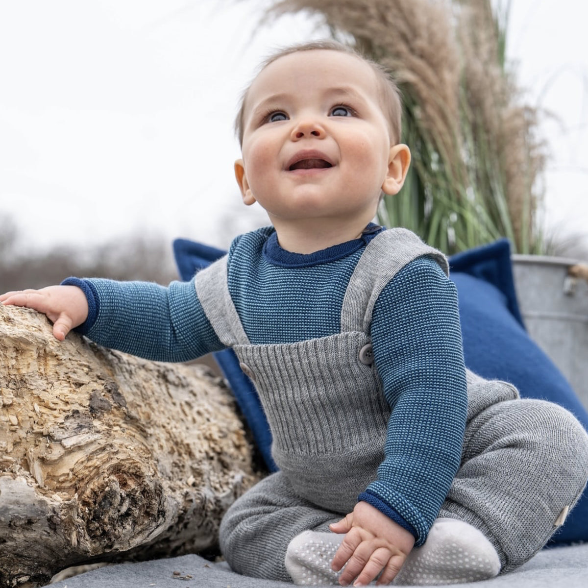 Maglioncino in lana merino Navy-Lagoon
