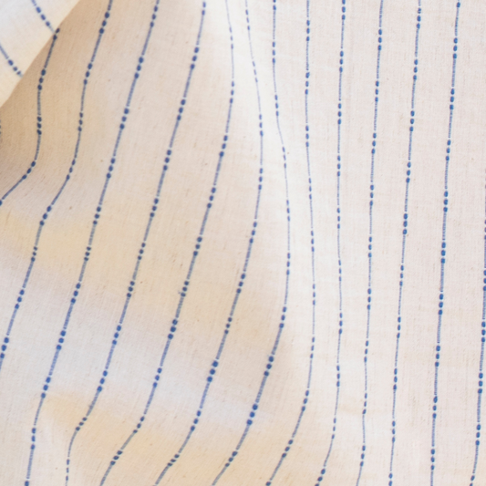 Abito in Cotone Biologico e Lino - Naturale/Blu