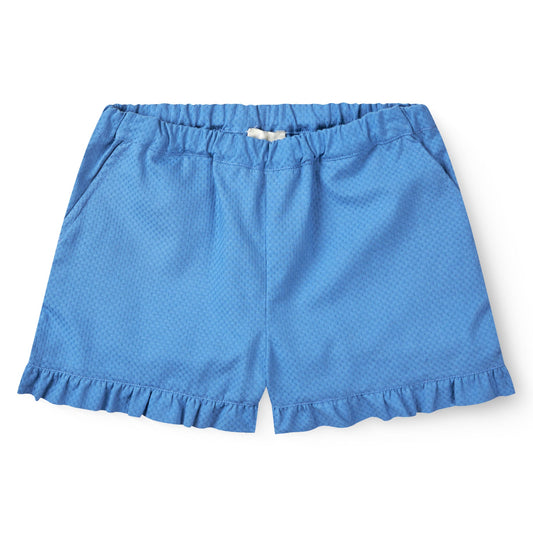 Shorts volant in Cotone Biologico - Cobalto