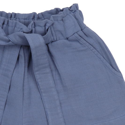 Shorts in Mussola di Cotone Biologico - Cobalto