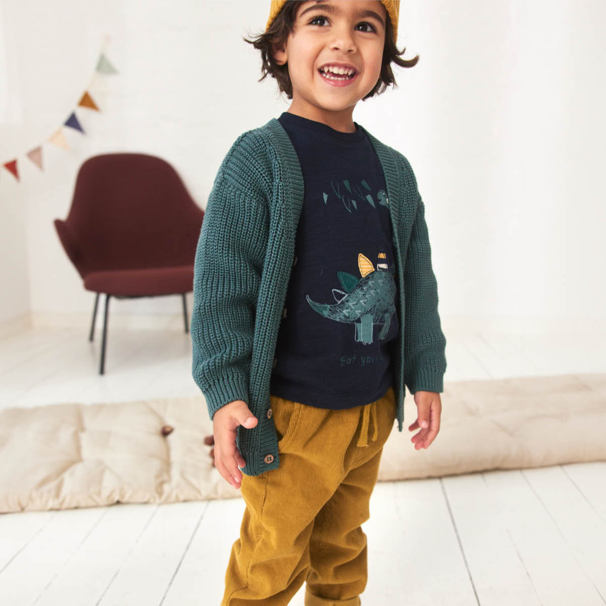 Cardigan in maglia di cotone biologico - Eucalipto