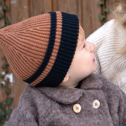 Berretto in Lana Cotone e Seta - Nocciola