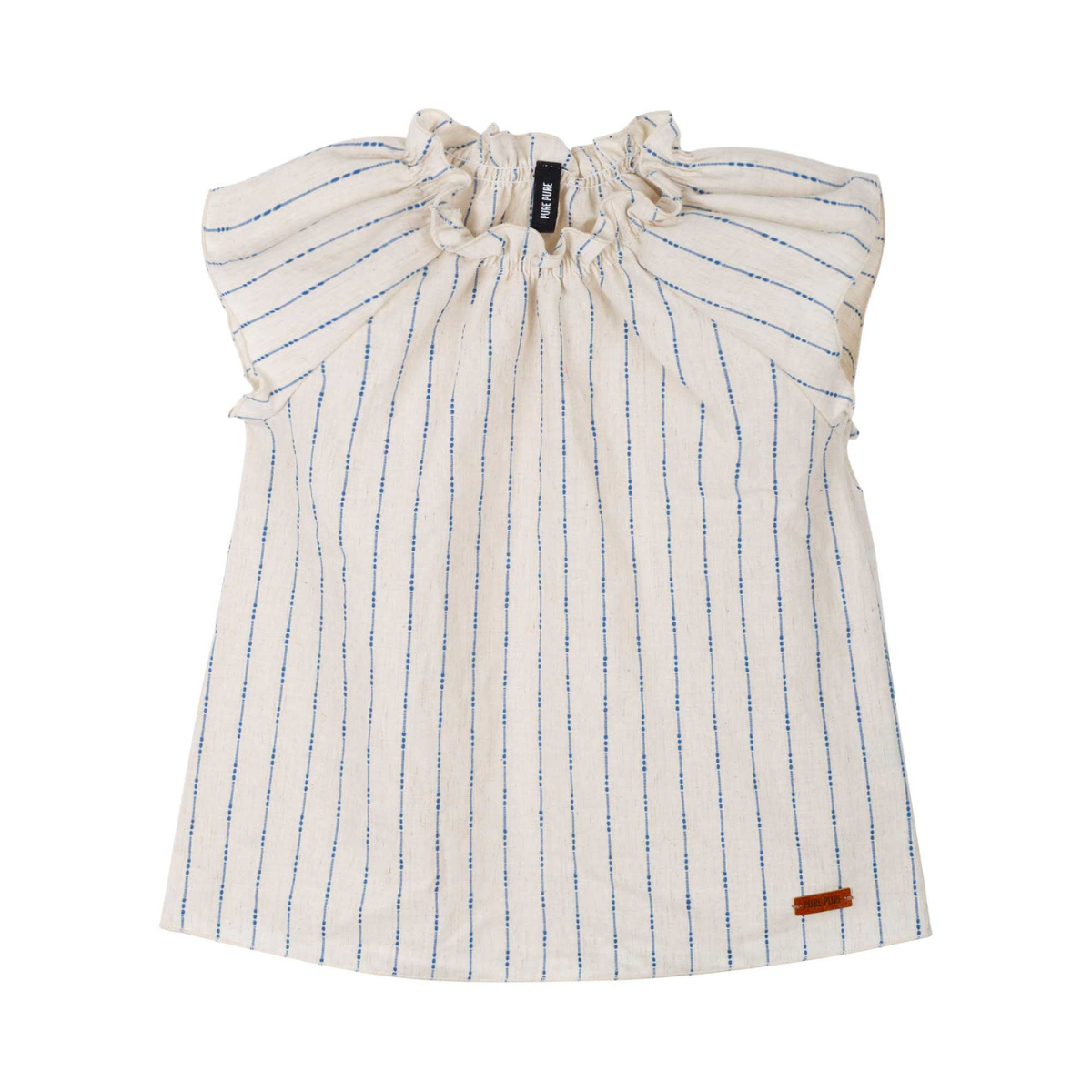 Blusa in Cotone Biologico e Lino - Naturale/Blu