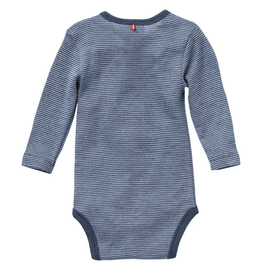 Body manica lunga in Lana e Seta - Righe Blu