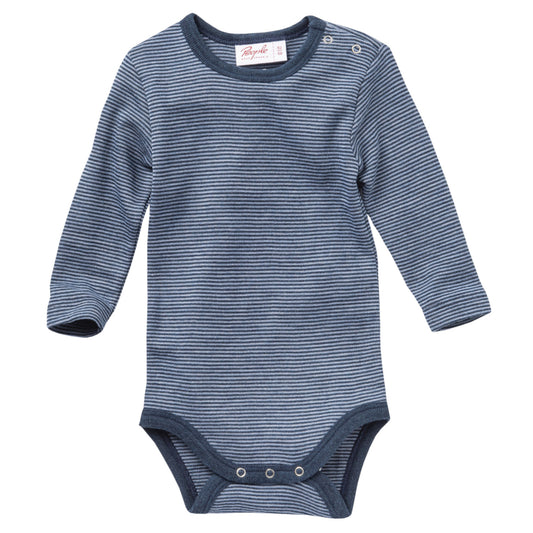 Body manica lunga in Lana e Seta - Righe Blu