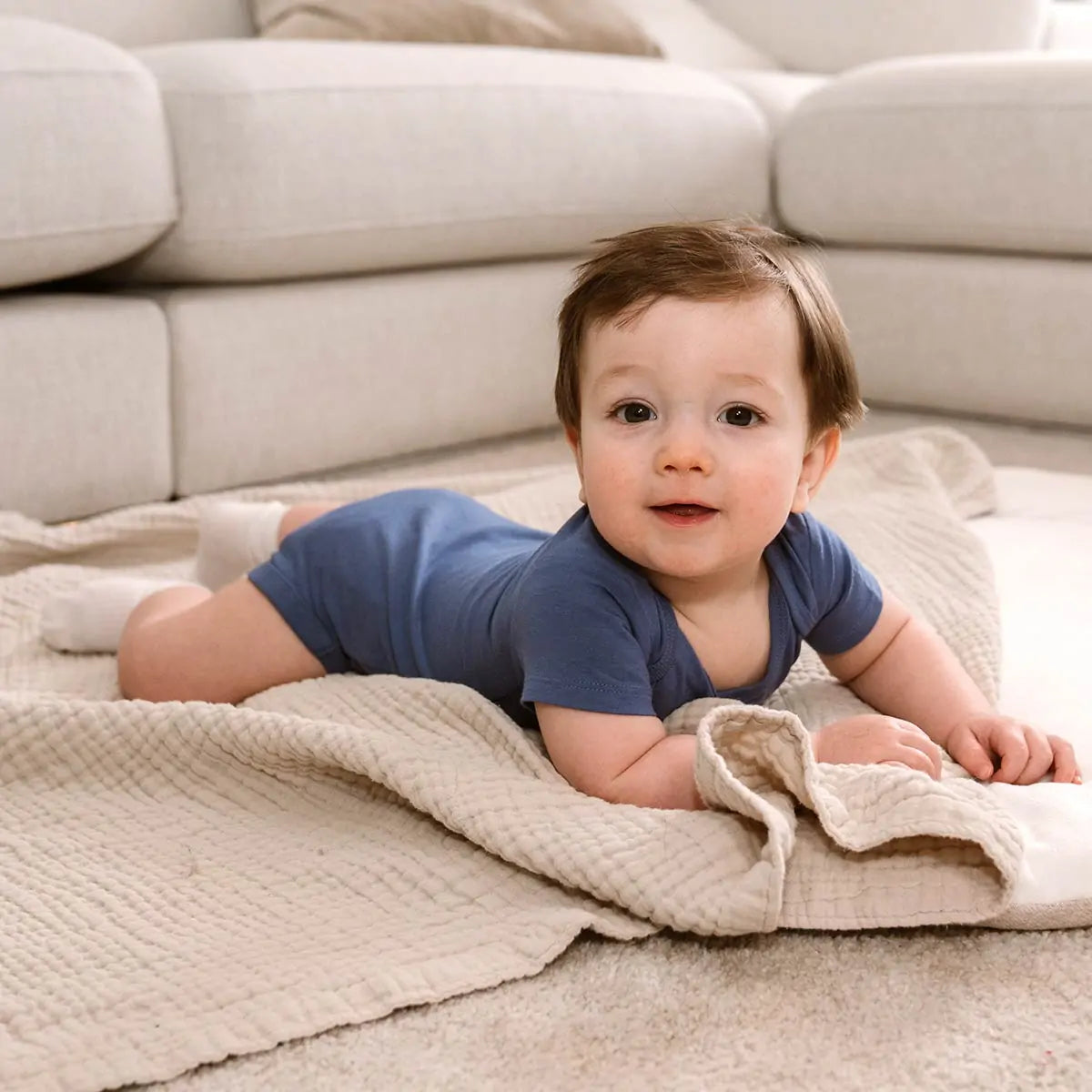 Box 3 pz - Body manica corta in Bamboo e Cotone Bianco/Verde/Blu