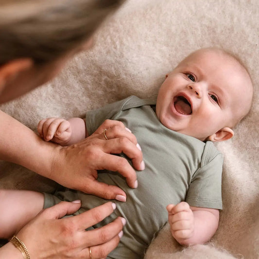 Box 3 pz - Body manica corta in Bamboo e Cotone Bianco/Verde/Blu