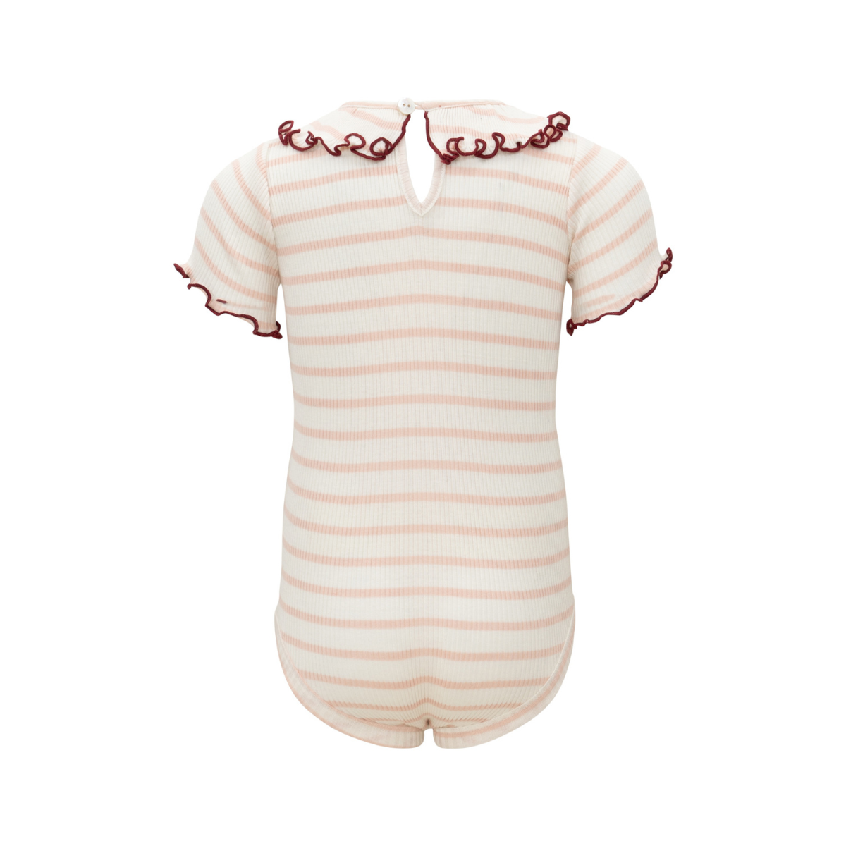 Body manica corta Seta e Cotone con colletto - Righe Rosa