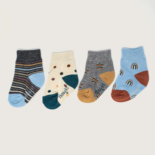 Box 4pz Calzini in cotone biologico BABY - 12/24 mesi - arcobaleni