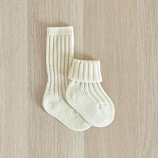 Calzini a costine in 100% Lana Merino - Bianco