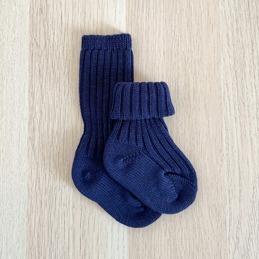 Calzini a costine in 100% Lana Merino - Blu