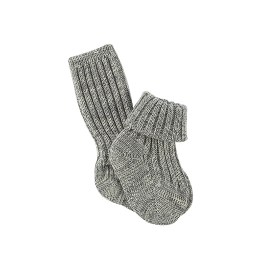 Calzini a costine in 100% Lana Merino - Grigio