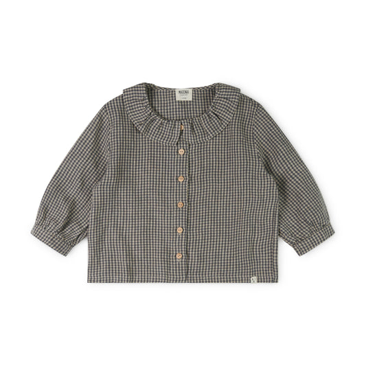 Camicia 100% lino con colletto Vichy