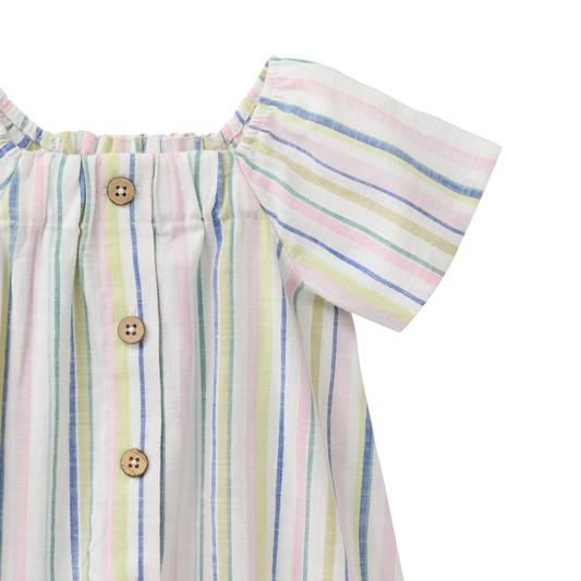 Camicia in cotone biologico - Righe Blu/Malva