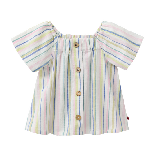 Camicia in cotone biologico - Righe Blu/Malva