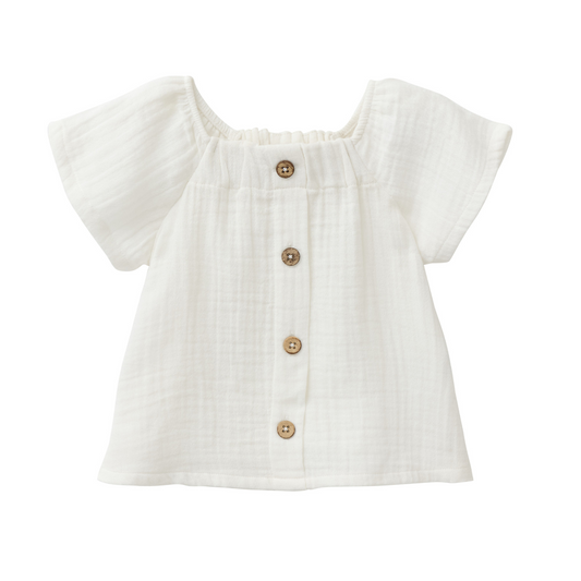 Camicia in mussola di cotone biologico - Bianco