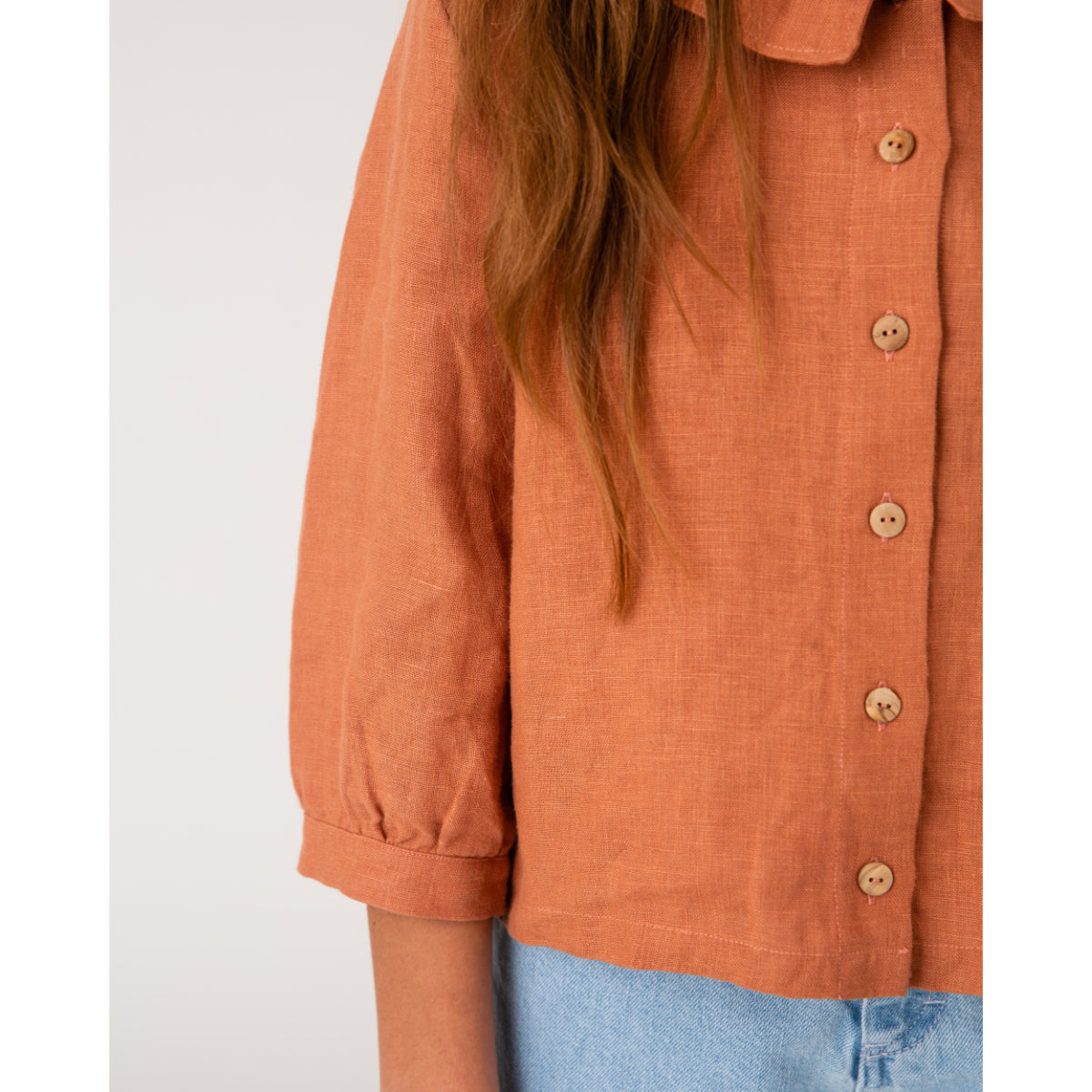 Camicia 100% lino con colletto Ruggine