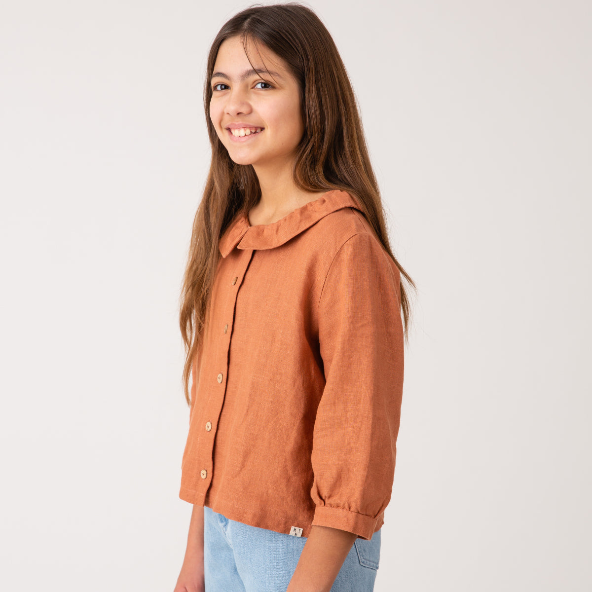 Camicia 100% lino con colletto Ruggine