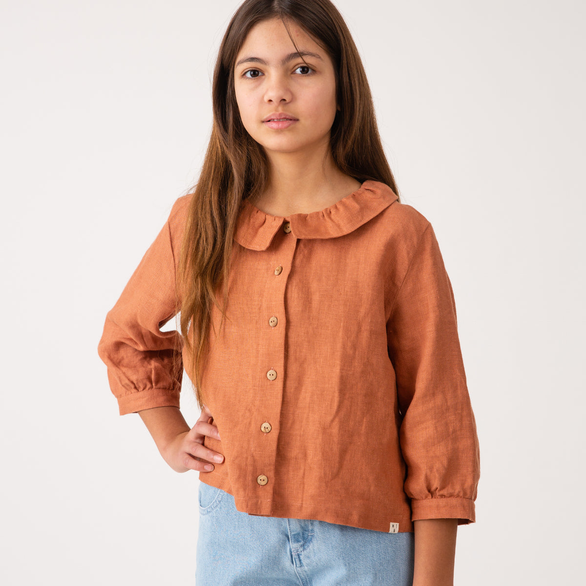 Camicia 100% lino con colletto Ruggine