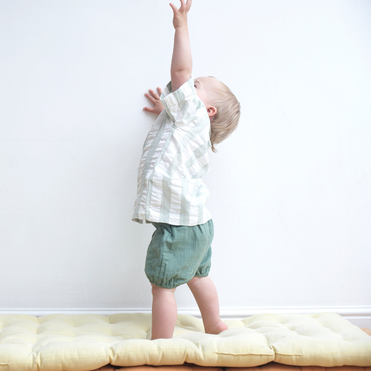 Camicia in Cotone Biologico - Seersucker Rigoni Verde/Bianco