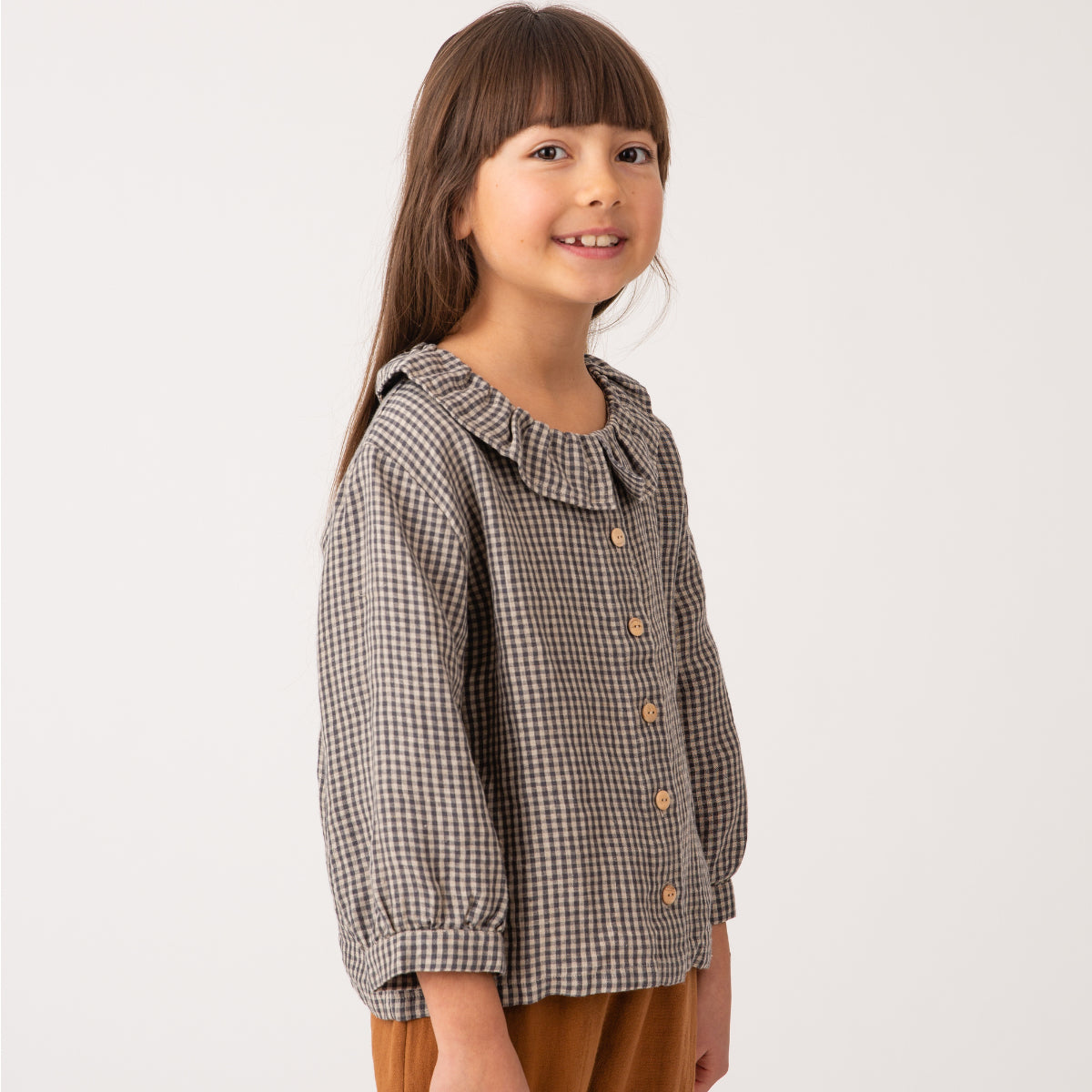 Camicia 100% lino con colletto Vichy