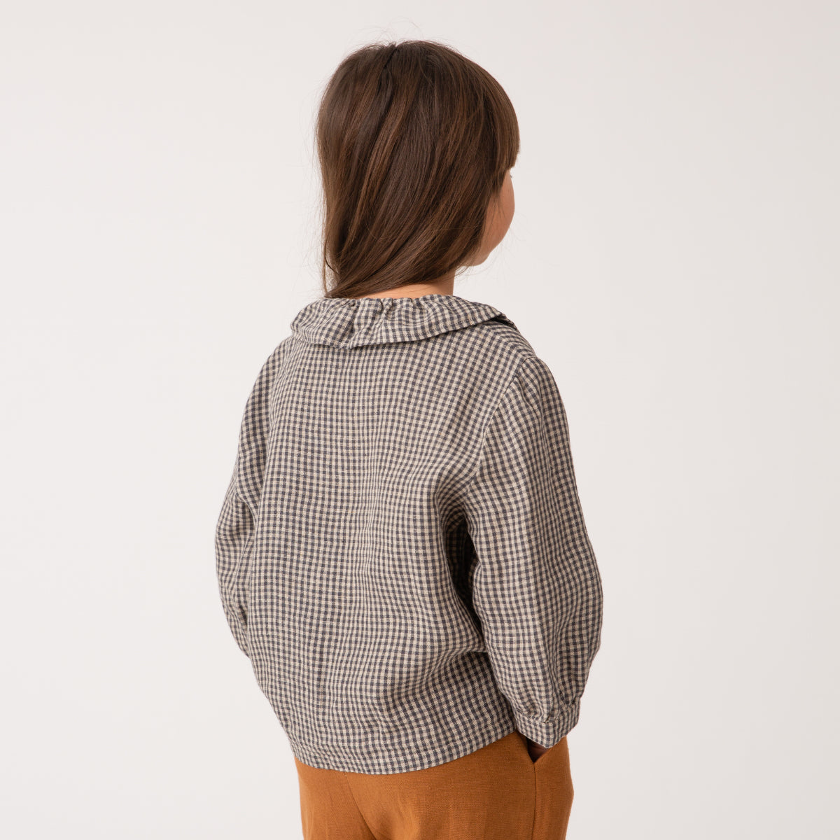 Camicia 100% lino con colletto Vichy
