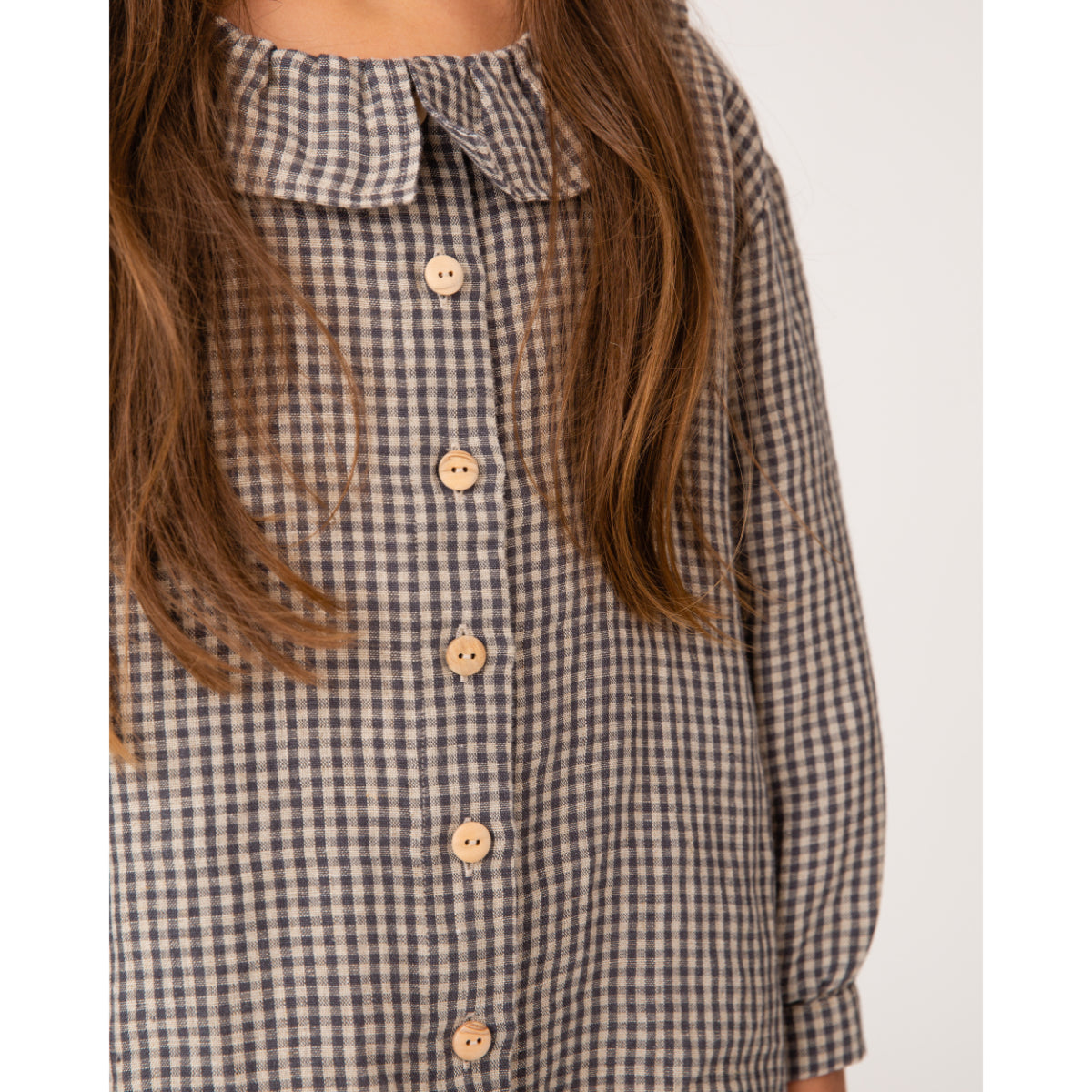 Camicia 100% lino con colletto Vichy