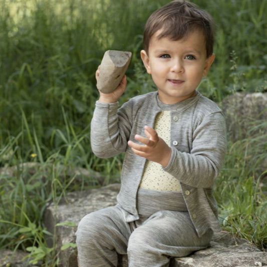 Cardigan baby lana seta grigio