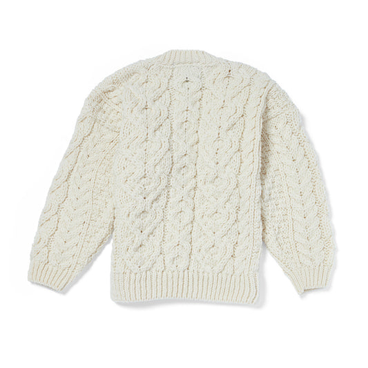 Cardigan Aran in Lana Irlandese - Bianco