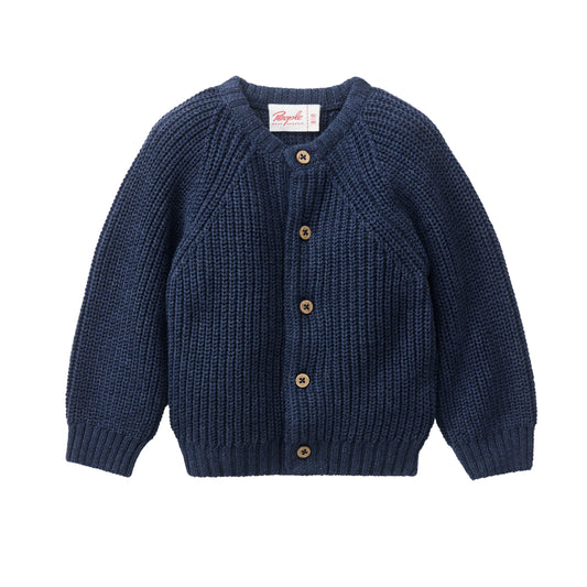 Cardigan in maglia di cotone biologico - Indaco