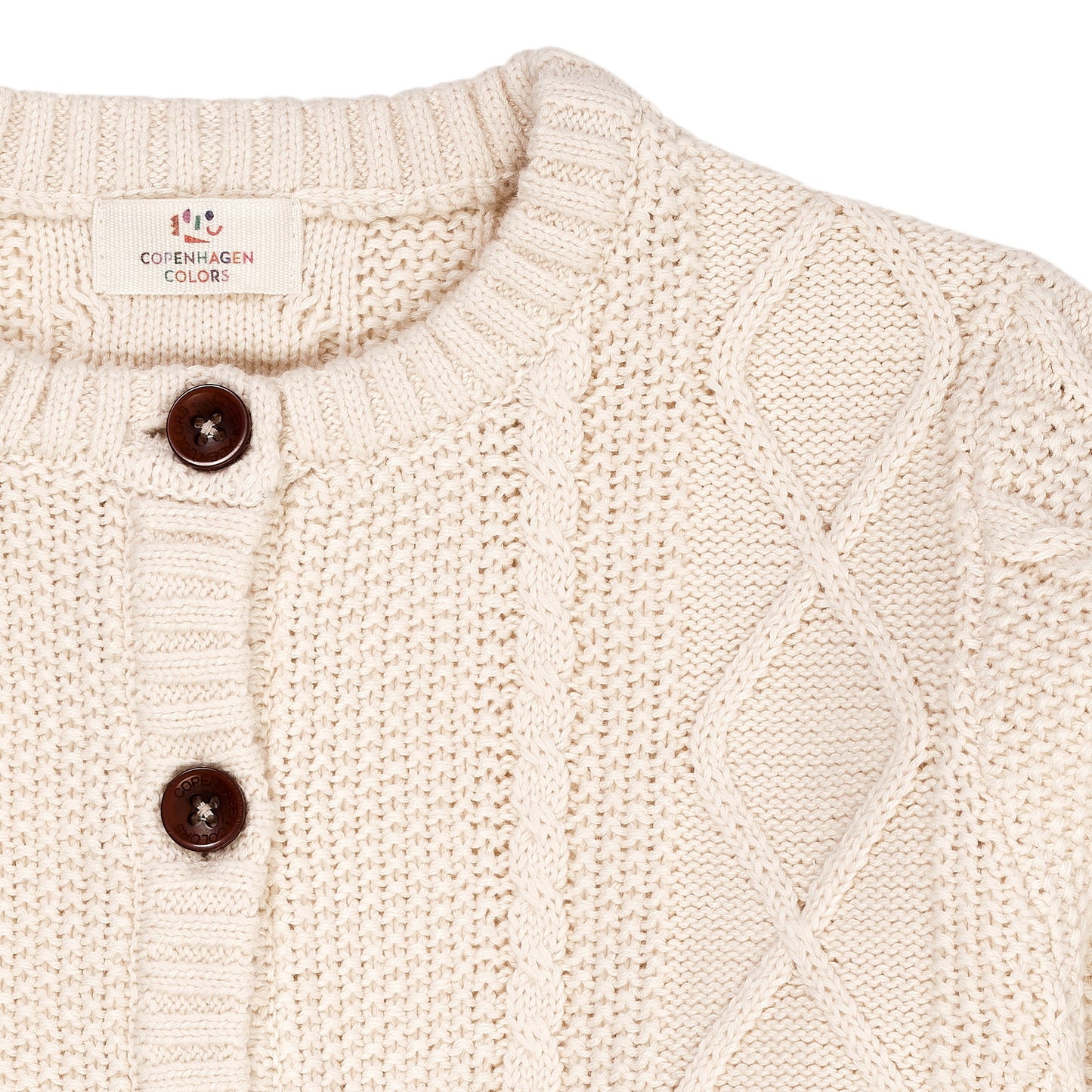 Cardigan trecce in Cotone Biologico - Panna