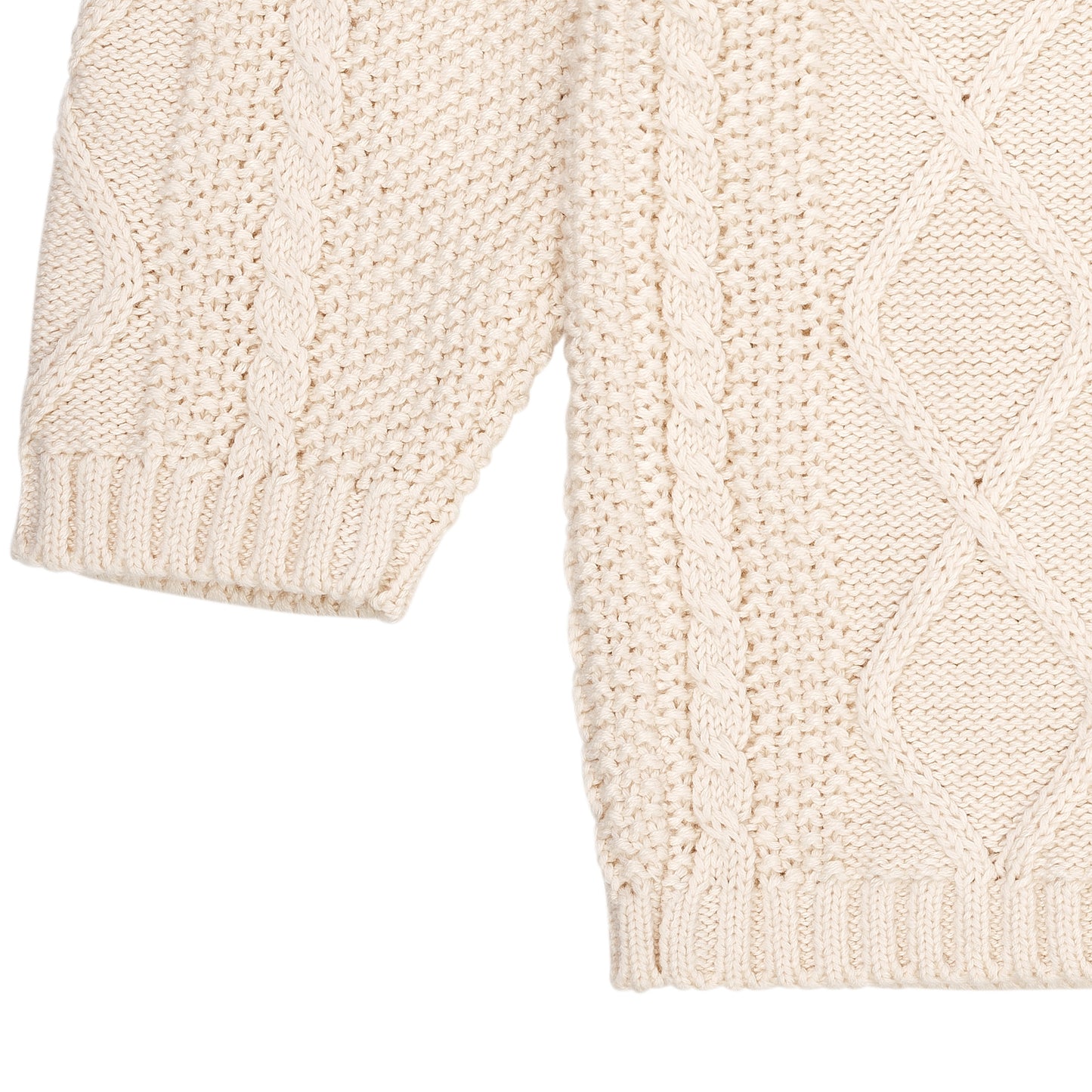 Cardigan trecce in Cotone Biologico - Panna