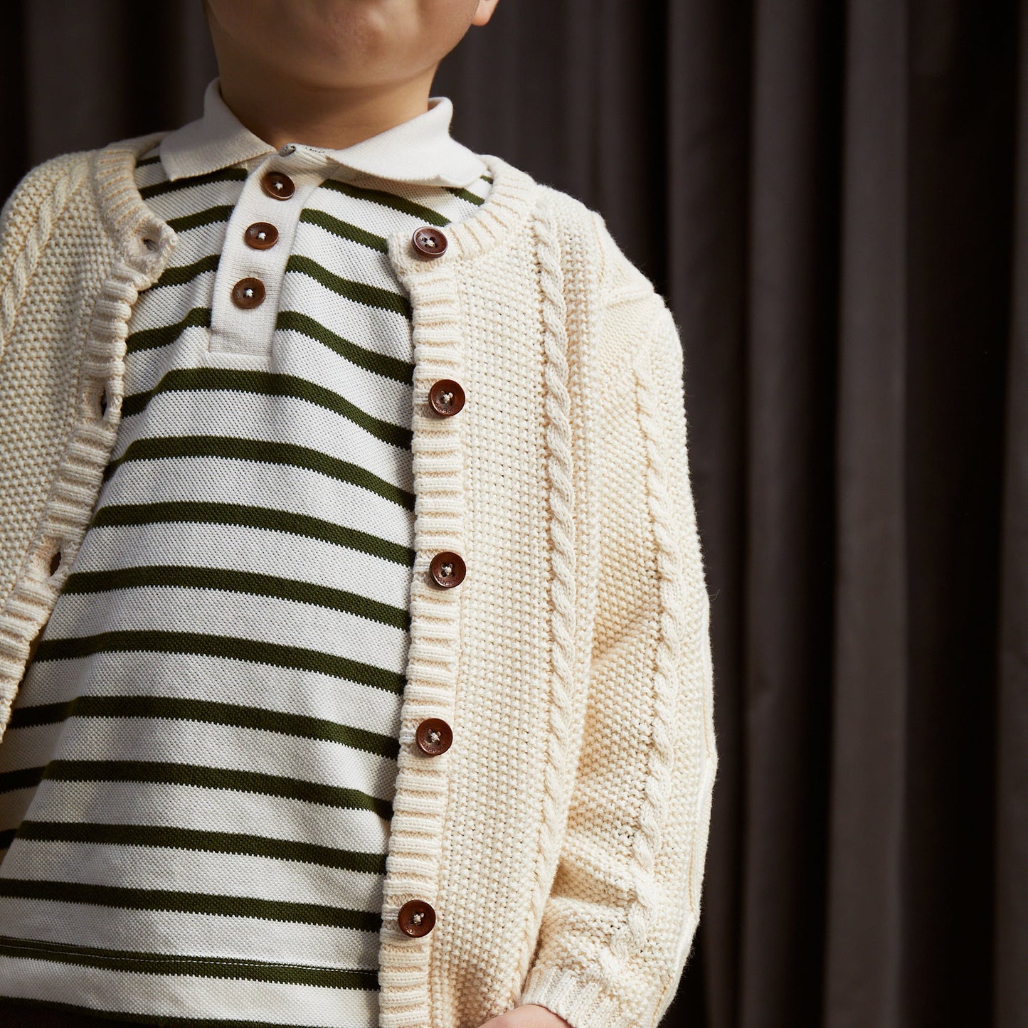 Cardigan trecce in Cotone Biologico - Panna