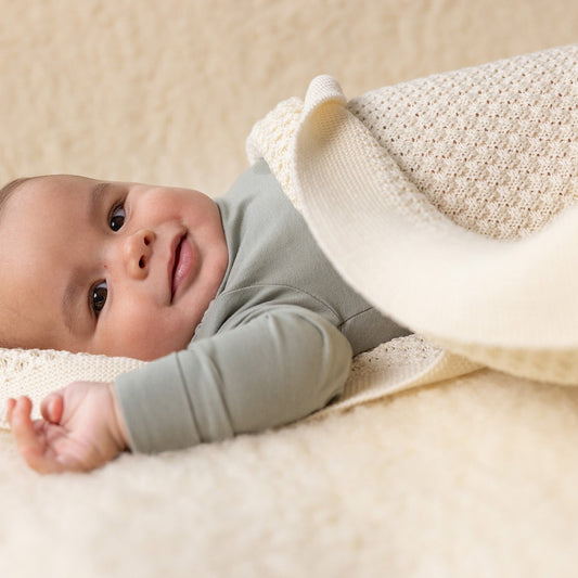 Coperta in lana merino biologica Nido d'ape - Colori vari