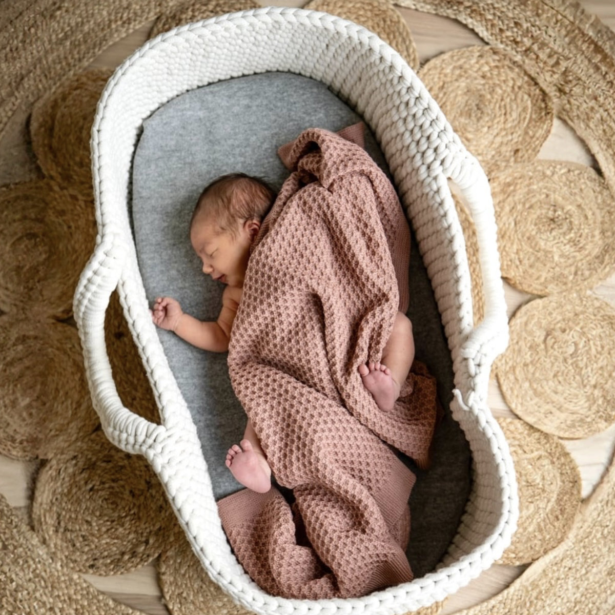 Coperta in lana merino biologica Nido d'ape - Colori vari
