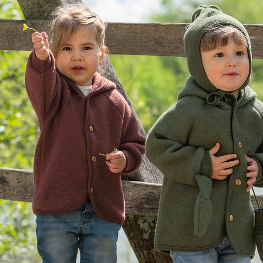 Giacca in pile di lana biologica Cannella