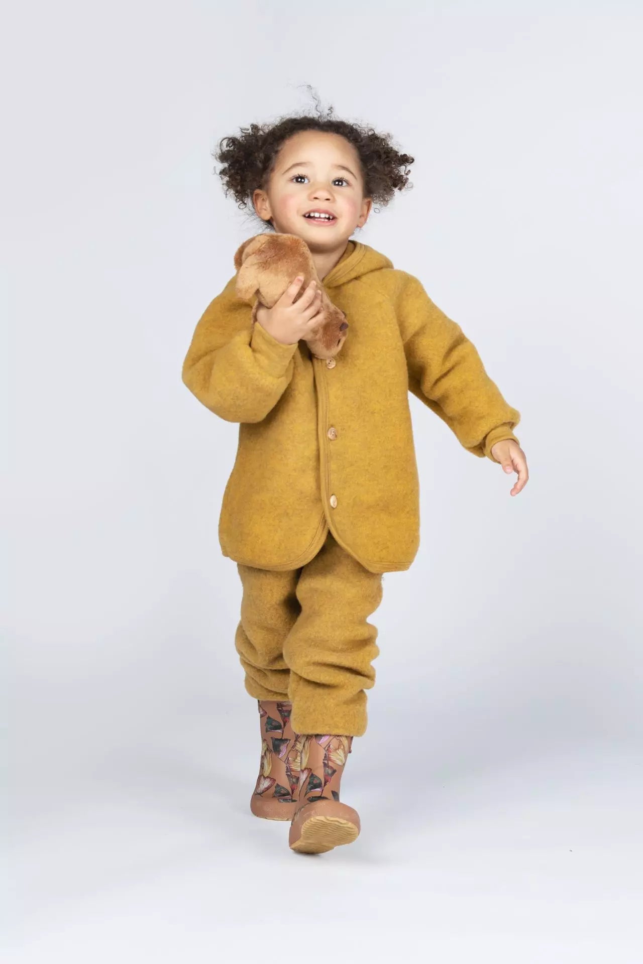 PREORDINE - Pantaloni in pile di lana biologica - Zafferano