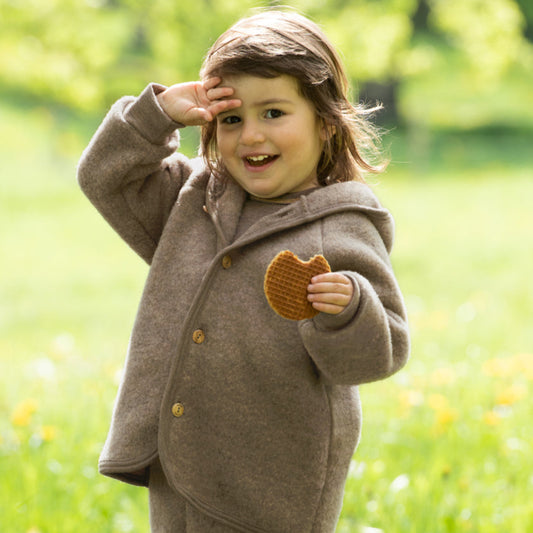 Giacca in pile di lana biologica - Noce