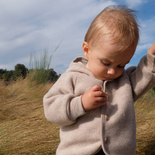 Giacca in pile di lana biologica Sabbia