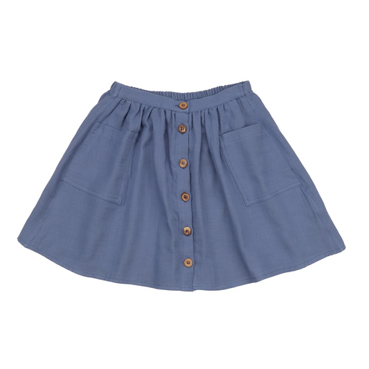 Gonna in Mussola di Cotone Biologico - Cobalto