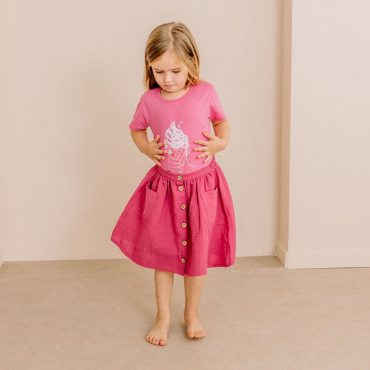 Gonna in Mussola di Cotone Biologico - Magenta