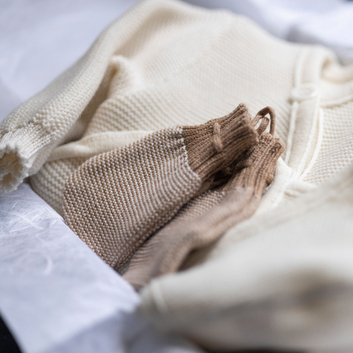 Guantini neonato in lana biologica - Colori vari