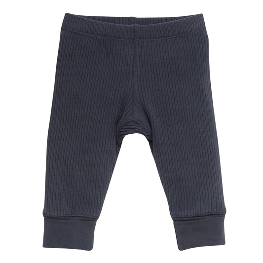 Leggings a costine in cotone biologico - Blu