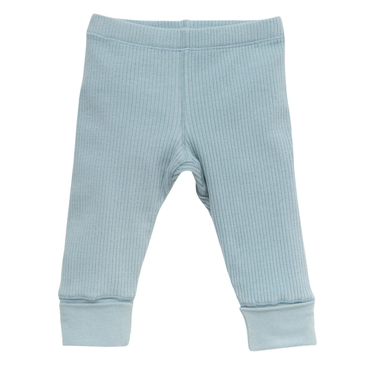 Leggings a costine in cotone biologico - Celeste