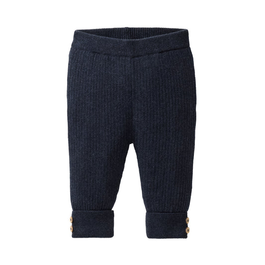 Leggings a costine in maglia di Cotone Biologico - Navy