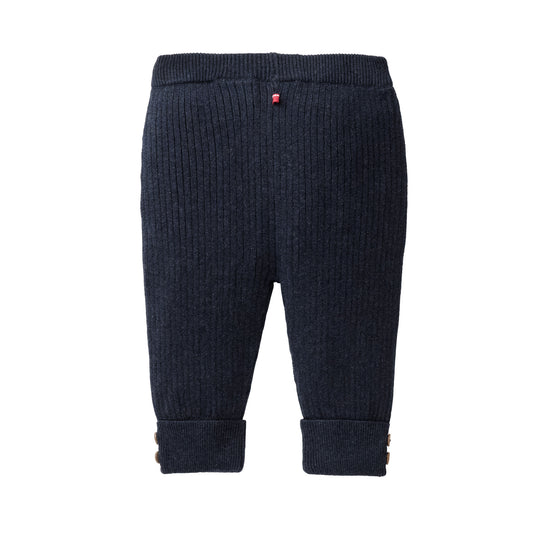 Leggings a costine in maglia di Cotone Biologico - Navy