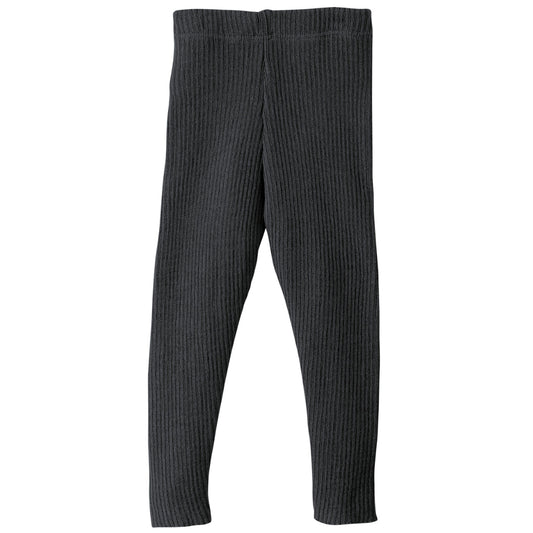 Leggings a costine in lana biologica - Antracite